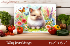 Cute bunny cutting board sublimation, Flowers sublimation Product Image 1