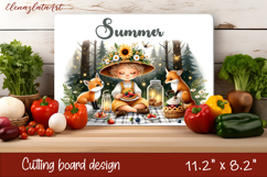 Cute flower Gnomes and butterfly Cutting Board PNG Product Image 1