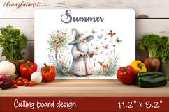 Cute flower Gnomes and butterfly Cutting Board PNG Product Image 1