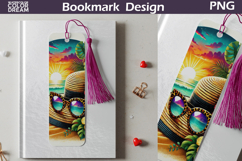Beach Sunset Hat Bookmark Design | Tropical Reading Art Product Image 1