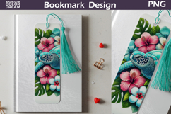 Sea Turtle Floral Bookmark Design | Tropical Reading Art Product Image 1
