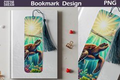 Underwater Sea Turtle Bookmark Design | Ocean Reading Art Product Image 1