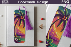 Tropical Palm Sunset Bookmark Design | Beach Reading Art Product Image 1