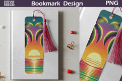 Palm Sunset Beach Bookmark Design | Tropical Reading Art Product Image 1