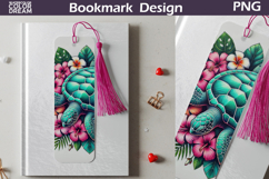 Sea Turtle Tropical Flower Bookmark | Ocean Reading Art Product Image 1