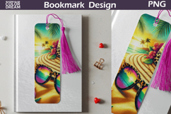 Tropical Beach Sunset Bookmark Design | Summer Reading Art Product Image 1