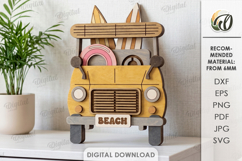 3D Summer Car Laser Cut. Summer Stand Decor SVG Product Image 1