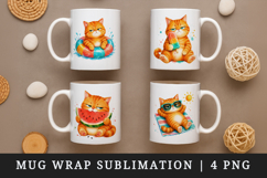Summer Cat mug wrap printable sublimation design Product Image 1