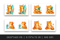 Summer Cat mug wrap printable sublimation design Product Image 2