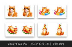 Summer Cat mug wrap printable sublimation design Product Image 2