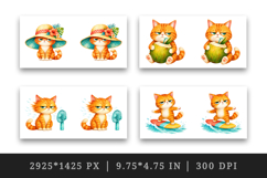 Summer Cat mug wrap printable sublimation design Product Image 2