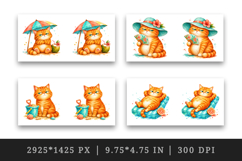 Summer Cat mug wrap printable sublimation design Product Image 2