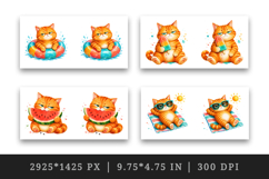 Summer Cat mug wrap printable sublimation design Product Image 2