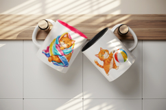 Summer Cat mug wrap printable sublimation design Product Image 3