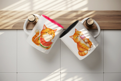 Summer Cat mug wrap printable sublimation design Product Image 3