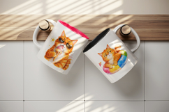Summer Cat mug wrap printable sublimation design Product Image 3