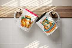 Summer Cat mug wrap printable sublimation design Product Image 3