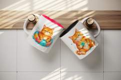 Summer Cat mug wrap printable sublimation design Product Image 3