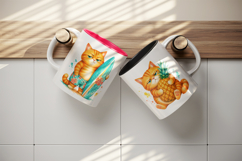 Summer Cat mug wrap printable sublimation design Product Image 3