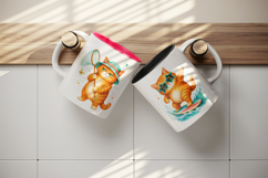 Summer Cat mug wrap printable sublimation design Product Image 3