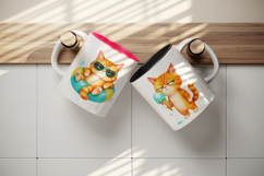 Summer Cat mug wrap printable sublimation design Product Image 3