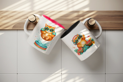 Summer Cat mug wrap printable sublimation design Product Image 3