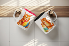 Summer Cat mug wrap printable sublimation design Product Image 3