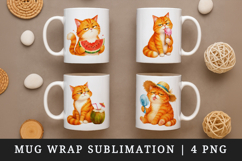 Summer Cat mug wrap printable sublimation design Product Image 1