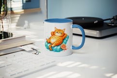 Summer Cat mug wrap printable sublimation design Product Image 5