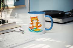Summer Cat mug wrap printable sublimation design Product Image 5
