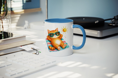 Summer Cat mug wrap printable sublimation design Product Image 5