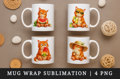Summer Cat mug wrap printable sublimation design Product Image 1