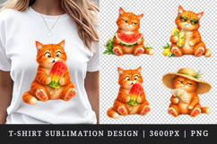 Summer Cat t-shirt printable sublimation design png Product Image 1