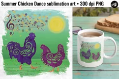 Summer Chicken Dance on the Farm, 300 dpi PNG Product Image 1