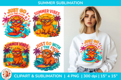 Beach Vibes Highland Cow,Summer Sublimation PNG,Summer Shirt Product Image 1