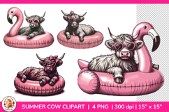 Summer Highland Cow, Summer Beach Clipart, Summer Cow Product Image 1