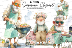 Summer Grandpa Clipart PNG Bundle,Watercolor Old Man Clipart Product Image 1