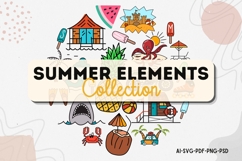 Summer Clipart Vacation Flat Icons and Elements SVG Set