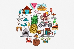 Summer Clipart Vacation Flat Icons and Elements SVG Set Collection