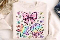 pastel bow png, starfish seashell png, summer coastal png, coastal sublimation, seashell shirt design, beach bow design, ocean lover gift, pastel beach png, starfish design png, coastal t shirt png