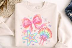 pastel bow png, starfish seashell png, summer coastal png, coastal sublimation, seashell shirt design, beach bow design, ocean lover gift, pastel beach png, starfish design png, coastal t shirt png