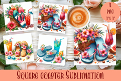 Tropical flowers Coaster Sublimation |tropica square coaster Product Image 1
