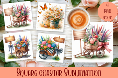 Summer flowers Coaster Design |butterfly Floral Sublima Product Image 1