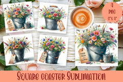 Summer flowers Coaster Design |butterfly Floral Sublima Product Image 1