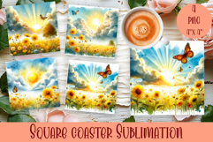 Summer flowers Coaster Design |butterfly Floral Sublima Product Image 1