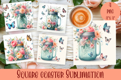 Summer flowers Coaster Design |butterfly Floral Sublima Product Image 1