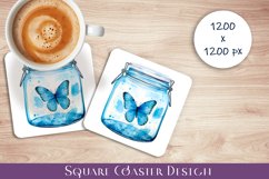 Watercolor Butterfly Garden Square Coasters, Sublimation Product Image 1