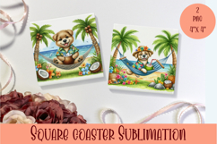 Funny animal Coaster Sublimation |cute tropical animal png Product Image 1