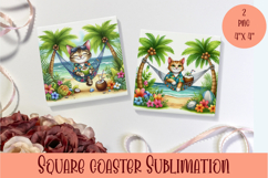 Funny animal Coaster Sublimation |cute tropical animal png Product Image 1