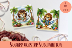 Funny animal Coaster Sublimation |cute tropical animal png Product Image 1